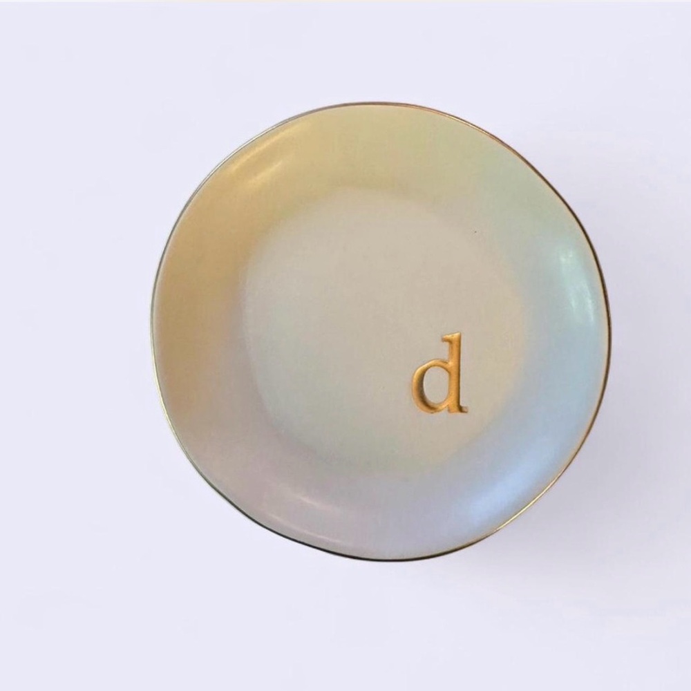Elegant Gold Monogram Ring Dish